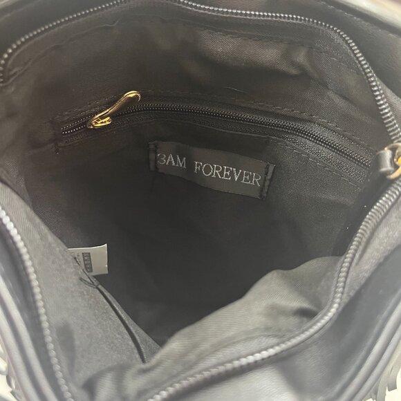 Fringe Tiered /Tassel/ Gold Hoop / Bohemian Crossbody/ Retro 70s - Black - NWT - Picture 9 of 9